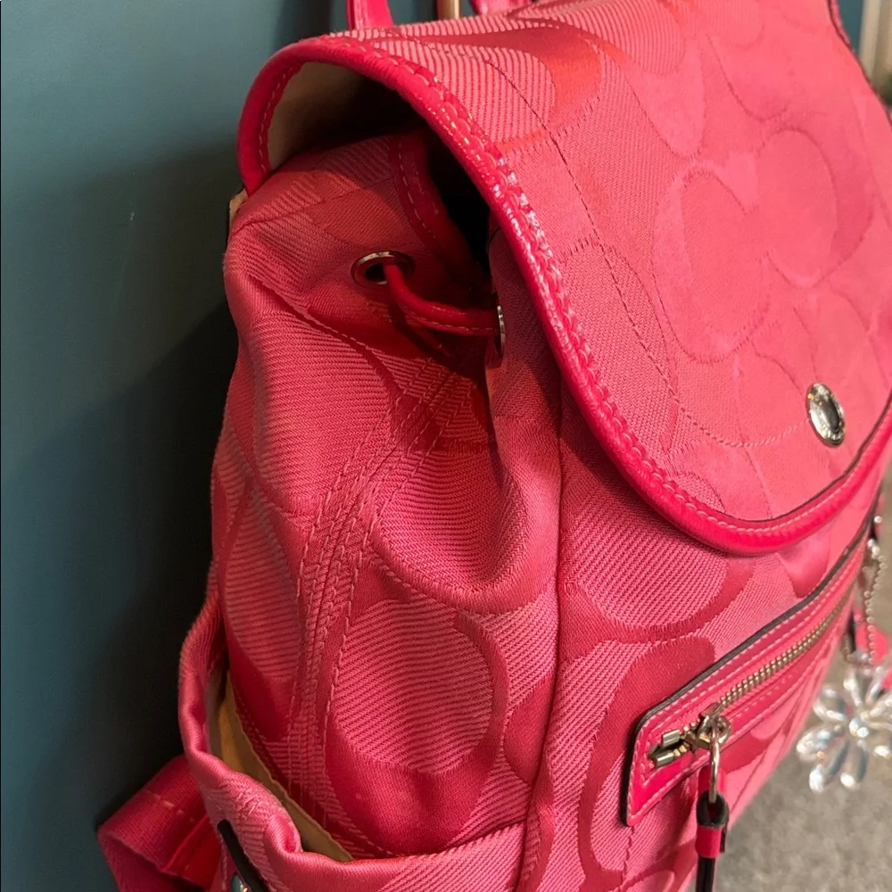 Coach Kyra Signature Backpack in Hibiscus F16548 with charm - Picture 6 of 15